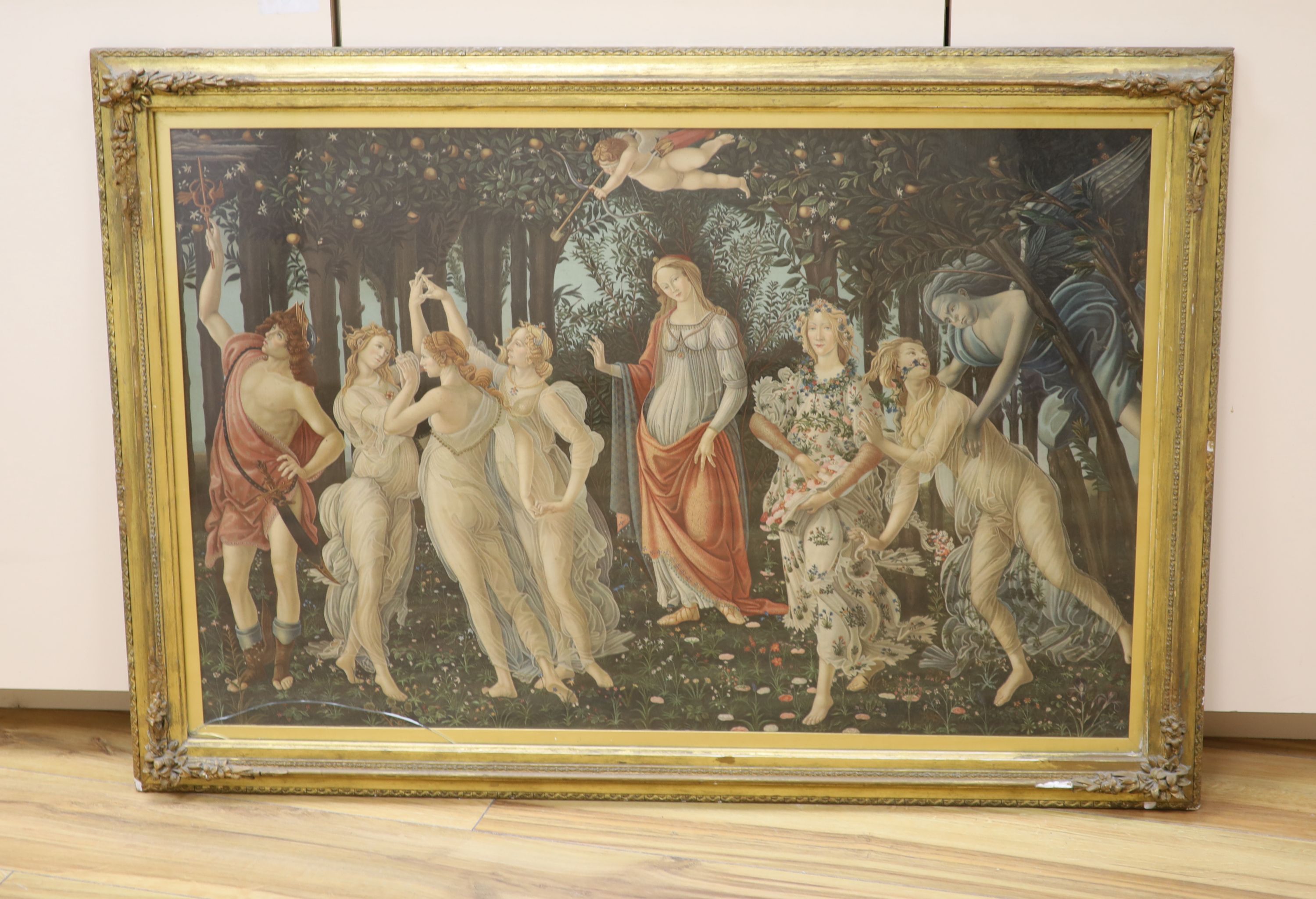 After Botticelli, colour print, 'The Primavera', 52 x 80cm